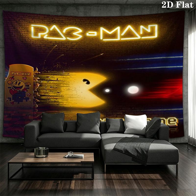 Pac-Man Custom Name Wall Tapestry Aesthetic Wall Hanging Printed Fabric Blanket Decorative Tapestries for Bedroom Living Room Home Decor