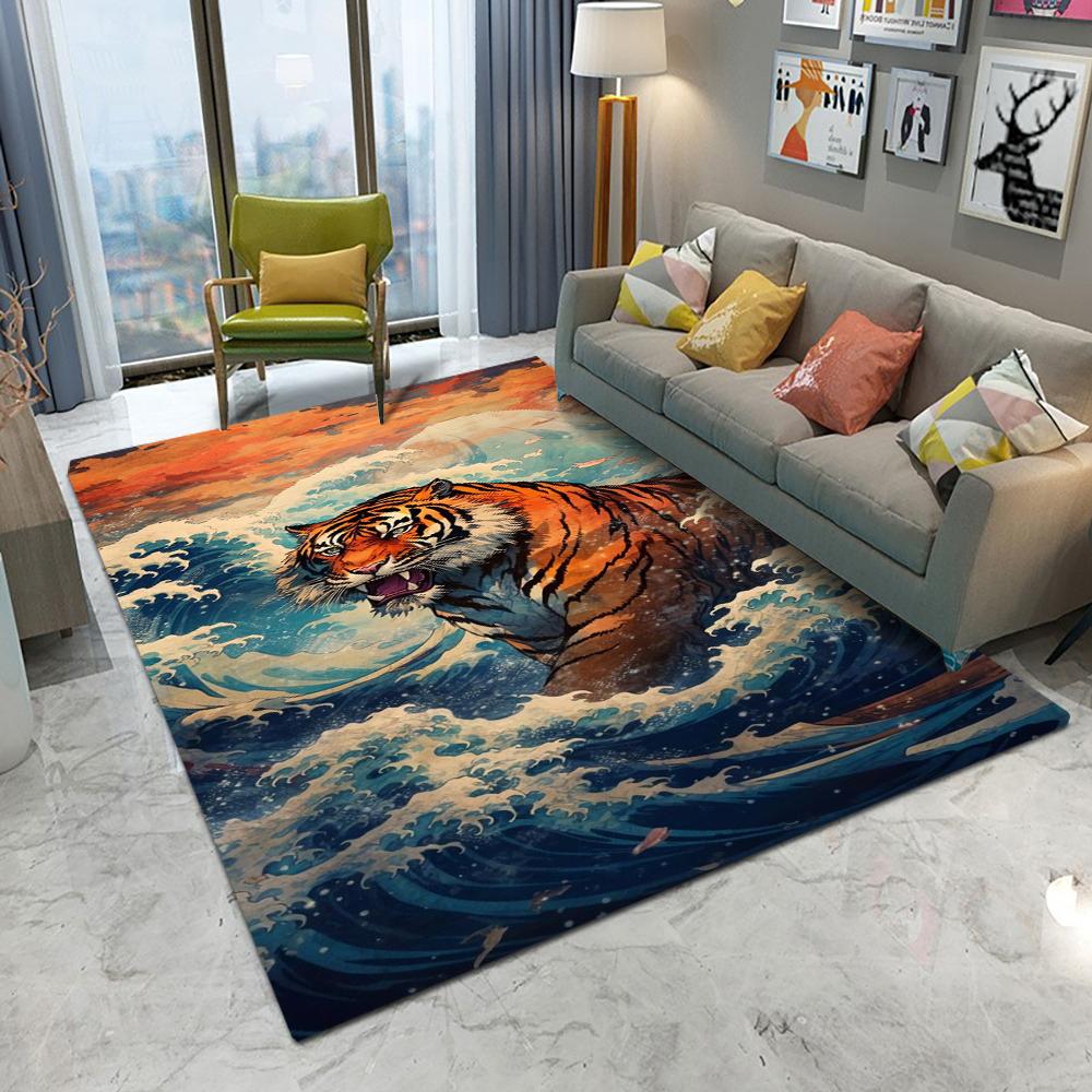 European Style Ferocious Tiger Snake Carpet Living Room Sofa Bedroom Study Kitchen Entrance Door Mat Non-slip Home Decor Rug