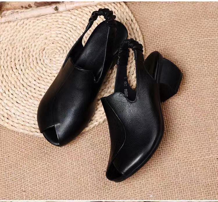 

2026 Spring and Summer New Fashionable Mid Heeled Women s Coarse Heel Fish Mouth Sandals 41 чорний