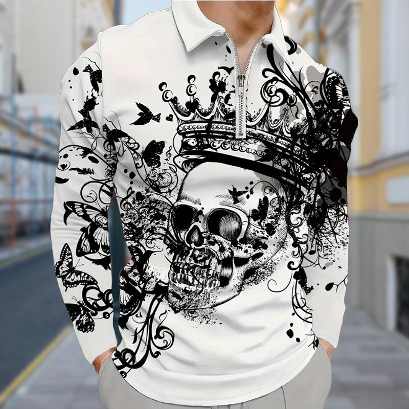 

Мужская рубашка поло повседневная на молнии с коротким рукавом модная повседневная на молнии лето весна стандартный крой персиковое сердце череп 3D принт рубашка 8XL разноцветный