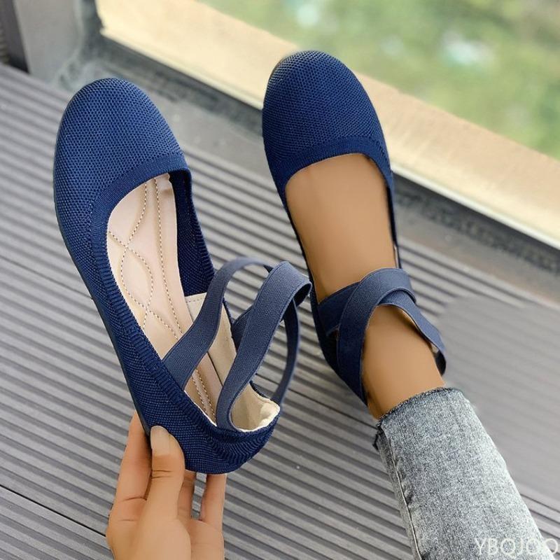 Fashion Mujer Solid Color Simple Knitted Shoes Women Comfortable Flat Sneakers Women Casual Easy Matching Breathable Loafers Shoes
