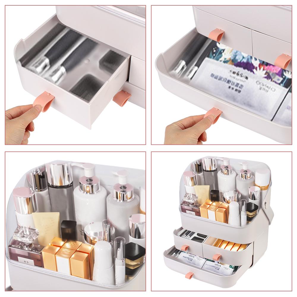 Waterproof and Dustproof Transparent Home Storage Container Skincare Jewelry Case Plastic Cosmetic Storage Box Makeup Organizer