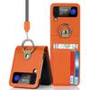 Ring Holder Genuine Leather Wallet Phone Case for Samsung Z Flip 4 3 5G Card Solt Crossbody Lanyard Shockproof Flip4 Flip3 Cover