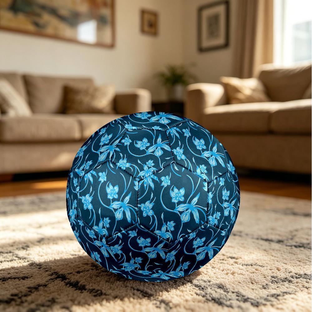 1PC Blue Floral Soccer Ball Size 5 Football Machine Sewn Indoor/Outdoor Universal Football Gift W43