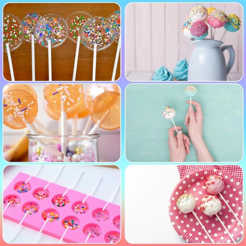 100Pcs Lollipop Treat Stick Food Grade Paper Lollipop Stick Sucker Stick for Homemades Candy, Dessert, Chocolate