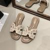 Beautiful flat-bottomed cool slippers for women to wear 2025 summer new fairy style with skirt half-drag beach sandals