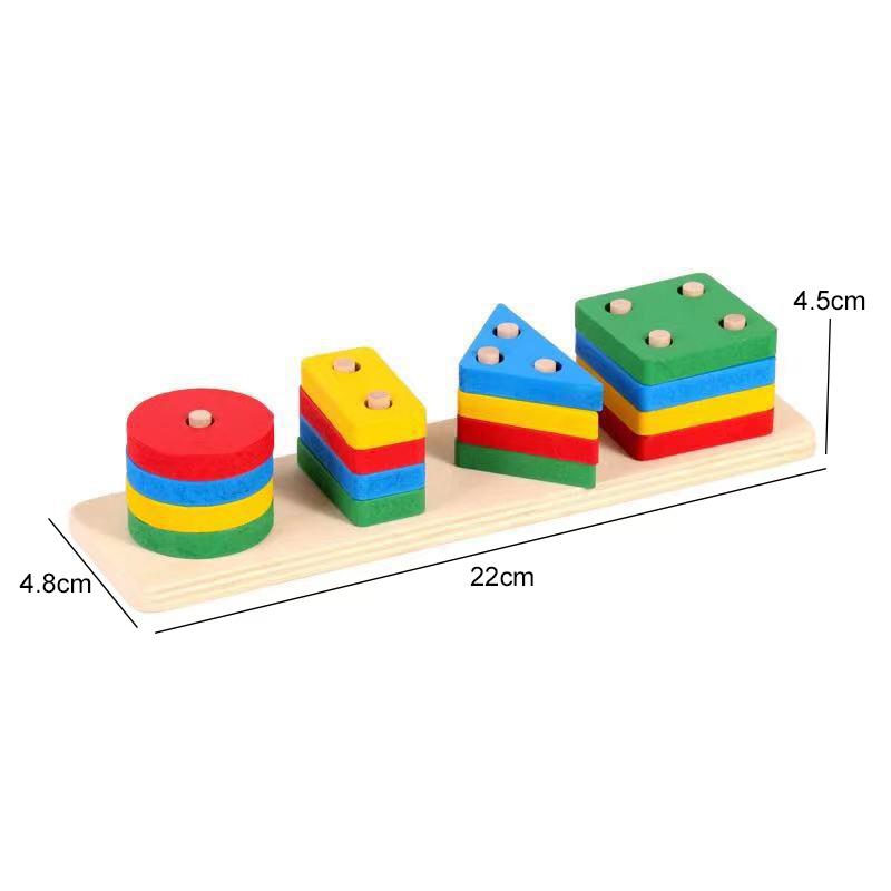 Children Wooden Toys Clock Rainbow Tower Caterpillar Around Beads Shape Matching Kids Montessori Early Education Toy TMZ