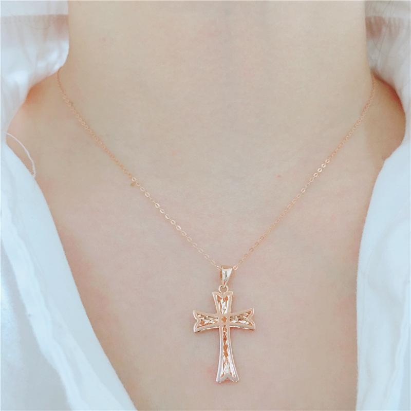 Purple Gold Cross Pendant, Colored Gold-Plated Rose Gold, Personalized Exquisite Necklace, Collarbone Chain.