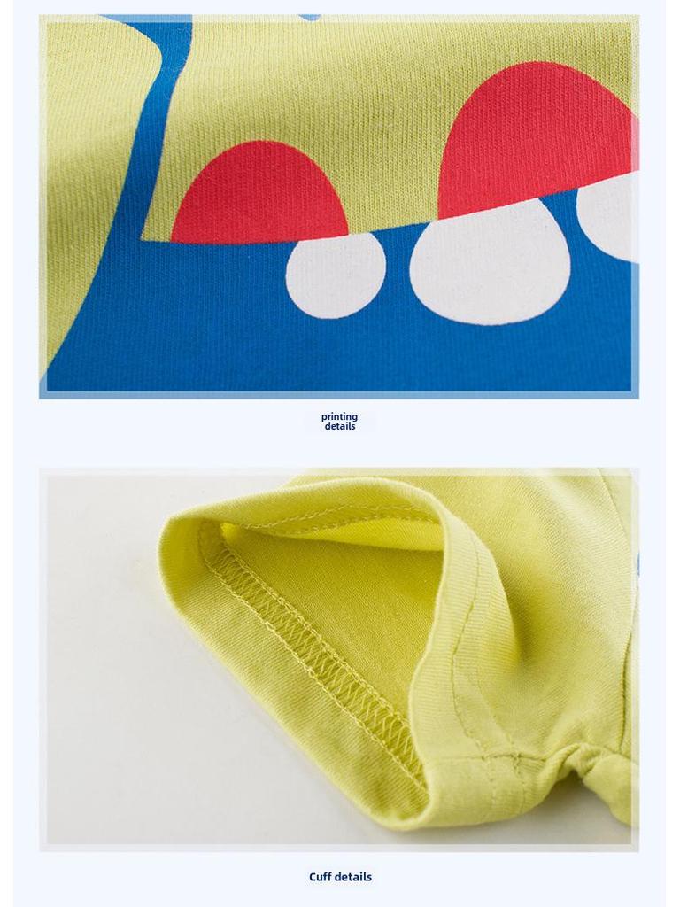 Korean Cartoon Round Neck T-Shirt for Boys - Summer Short-Sleeved Children's Top