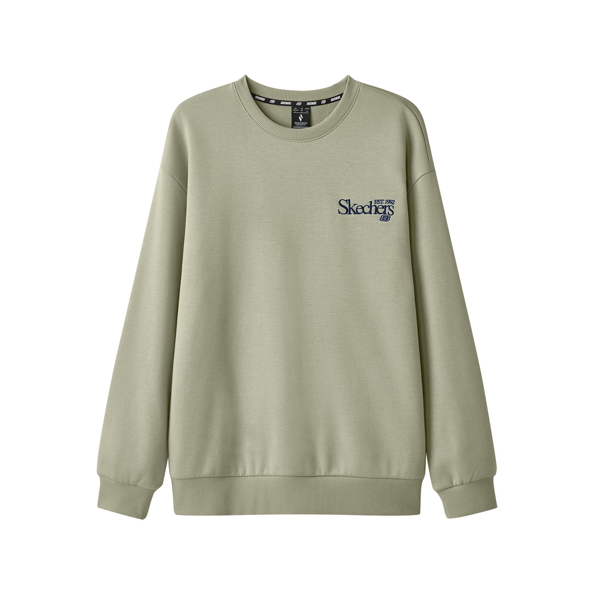Skechers Sports Alliance Series Simple College Knitted Embroidered Pullover Sweatshirt Unisex Sweatshirt Laurel-Oak Gray L324U106-04AU L