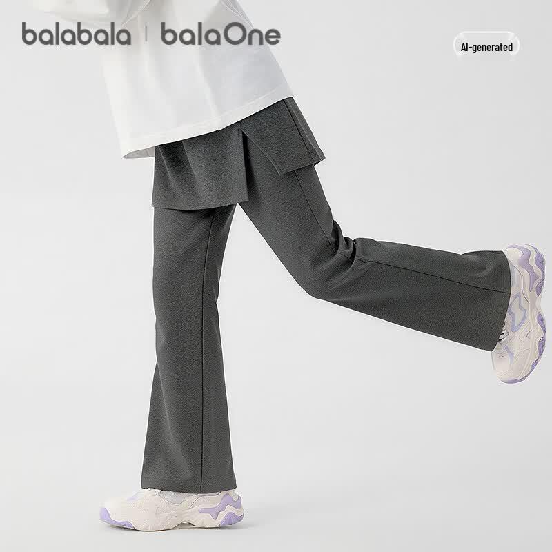 Balabala Girls' High-Waist Flared Long Pants