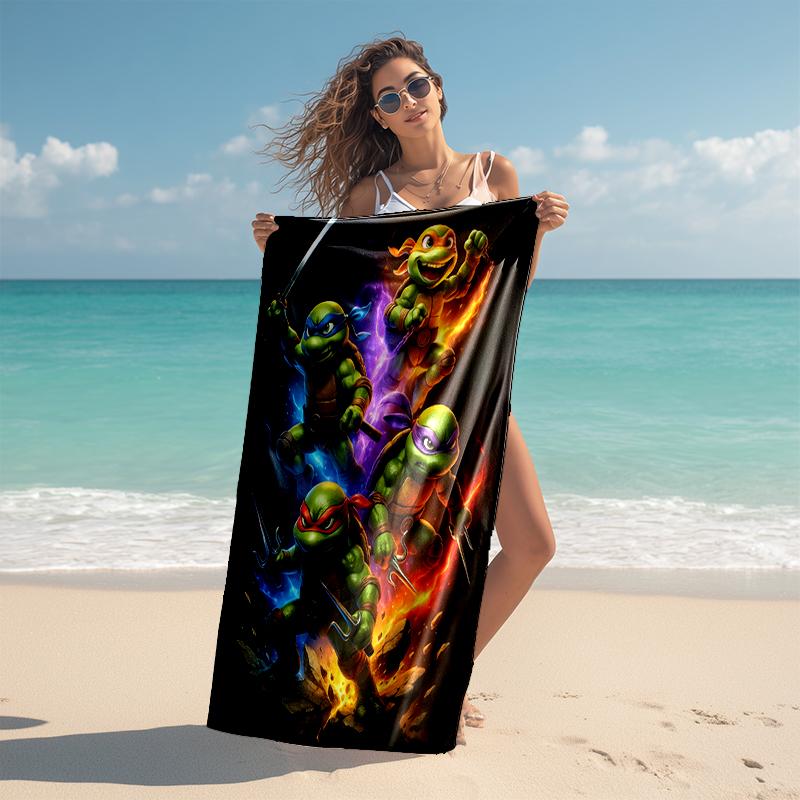 1pc Teenage Mutant Ninja Turtles Beach Towel, Comfortable and Thick, and Swimming/Bath/Picnic/Camping Towel, Suitable for Seaside Beaches