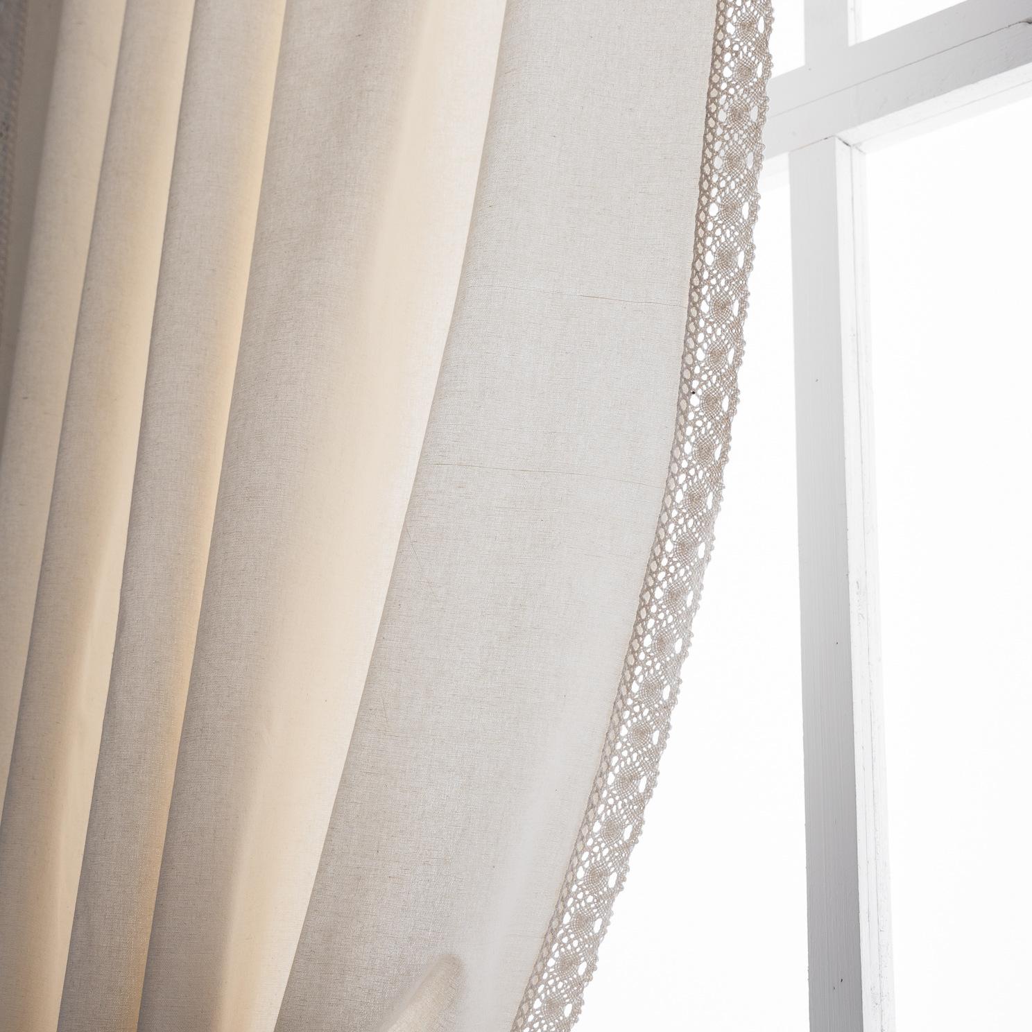 

Готовые однотонные хлопково-льняные шторы с бахромой, полузатемняющие, для американской кухни, парящие , прямая поставка 2pcs*Height 90cm * Width 150cm