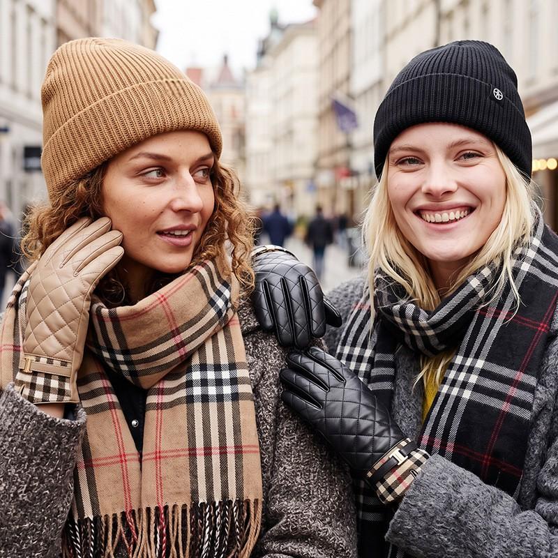 Varm Uldblanding Tørklæde Hat Handsker Sæt Vinter Klassisk Ternet Strikket Tilbehør Trio Unisex Voksen Koldt Vejr Udstyr