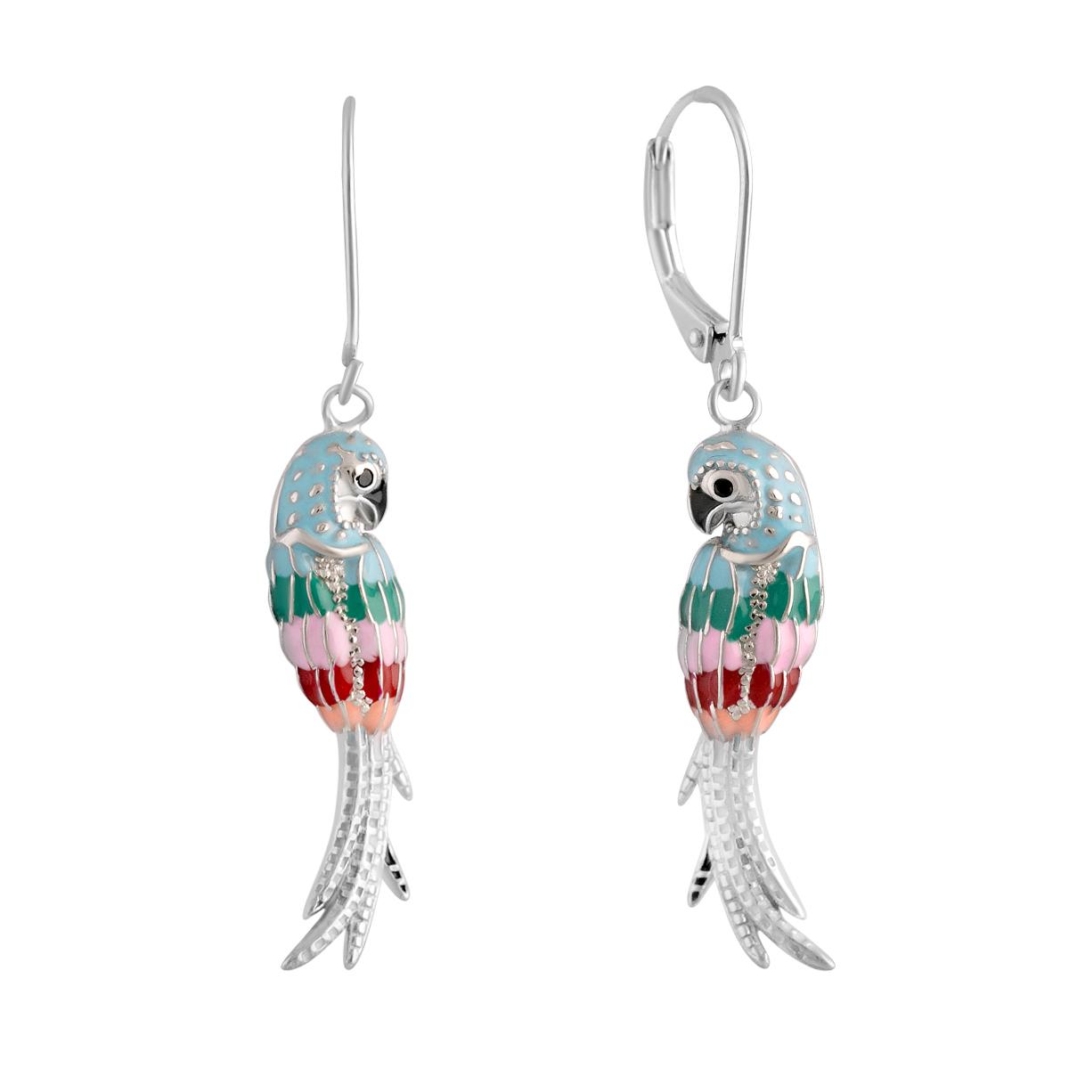 

Срібні сережки-підвіски з емалью (2109730)