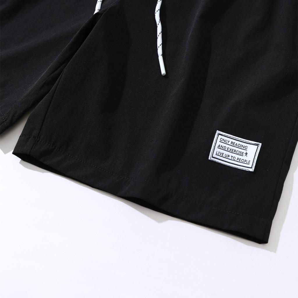 Men's Summer Drawstring Shorts Men's Casual Beach Straight Leg Shorts