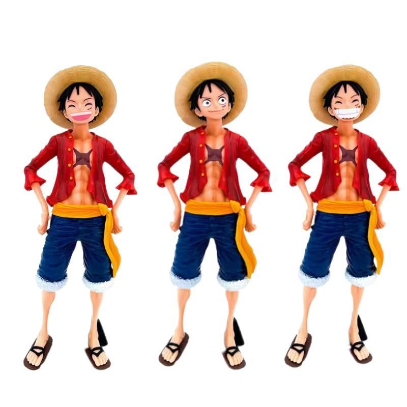 One Piece One Piece Luffy, Smiley Luffy, Monchi D Luffy, Exchangeable Face Luffy Figure Model Ornament Gift