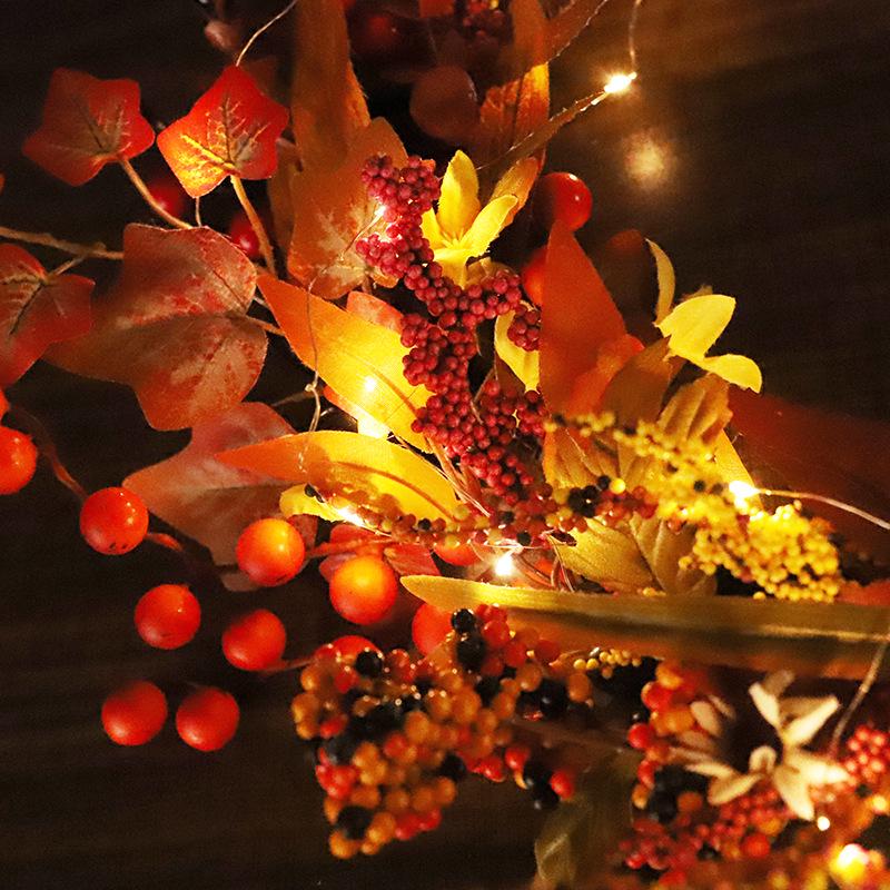 Harvest Festival Maple Leaf & Berry Wreath - Thanksgiving/Halloween Decor