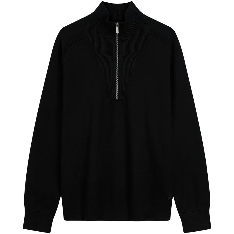 Calvin Klein Solid Color Long Sleeve Stand Collar Pullover Sweater Unisex Sweater Black 40BM333-UB1