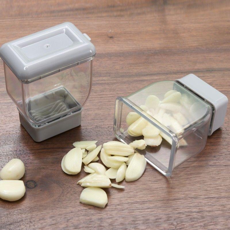 Effortless Manual Garlic Slicer Manual with Storage Box Cutter  Removable Easy to Clean Quick Chopper Cutting Tool for Kitchen