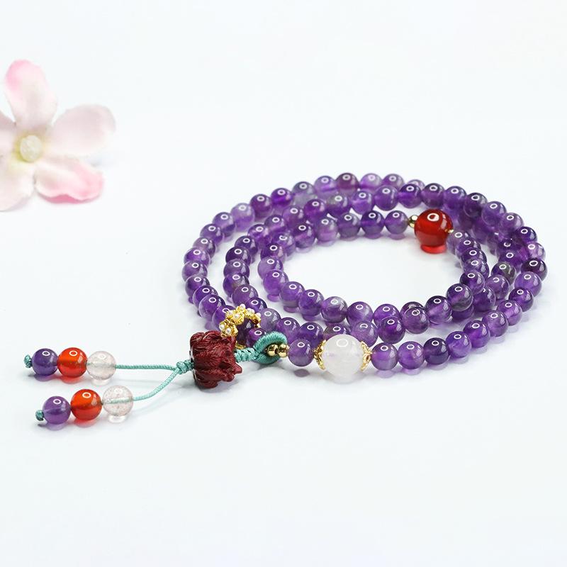 Juan Yu Amethyst Multi-layer Bracelet & Nine-Tailed Fox Necklace Set for Women