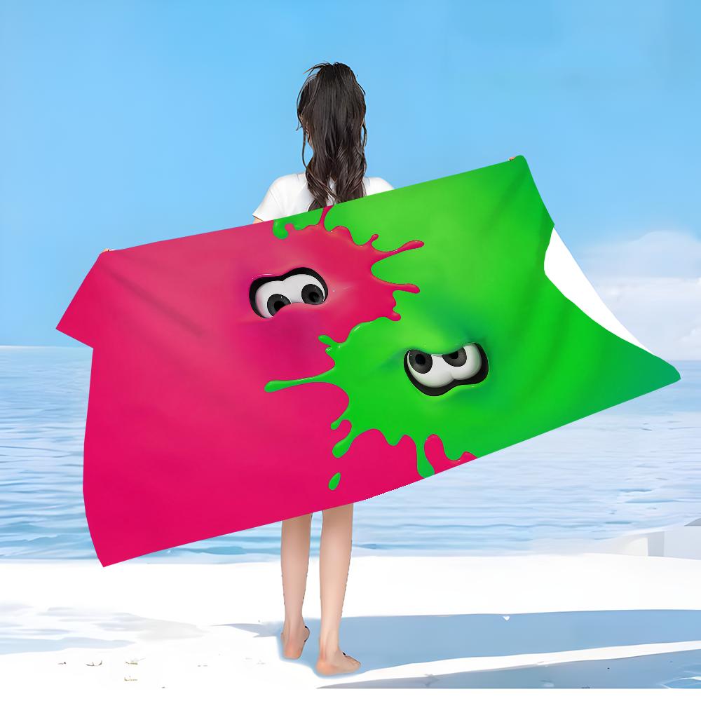 

Cartoon Game Splatoon Printed Beach Towel Cartoon Cute Summer Kids Large Bath Pool Beach Towel Microfiber Absorbent for Travel W40*H60(CM)