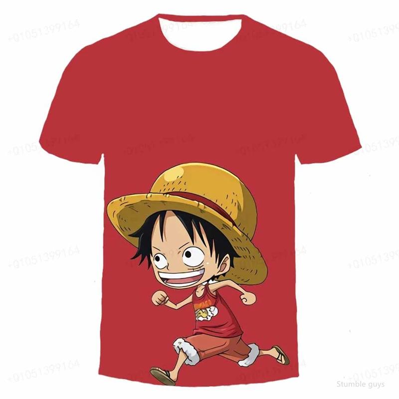 Summer Kids One Piece T-Shirt Luffy Art Print Casual Boys Clothes Girls Short Sleeve Men Jersey Outdoor