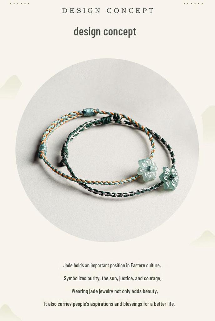 A-Qualität Blauer Jade-Orchidee Handgewebtes Unisex-Armband