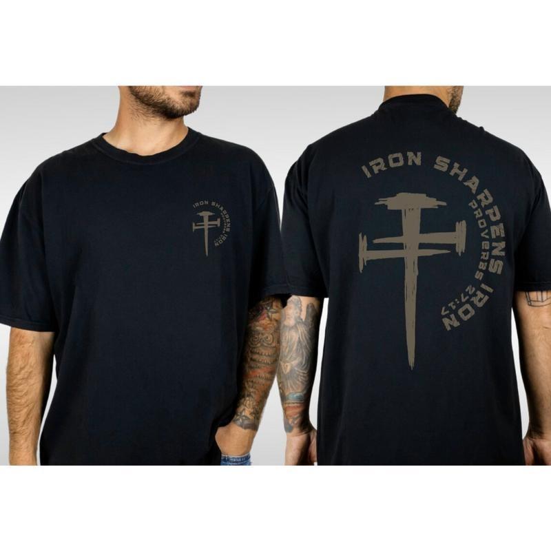 Iron Sharpens Iron Christian Gym Shirt - Bible Verse Proverbs Streetwear Tee S разноцветный