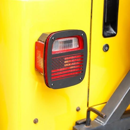 2PCS Black Rear Lamp Tail Light Guard Panel Cover For Jeep Wrangler TJ 1997-2006