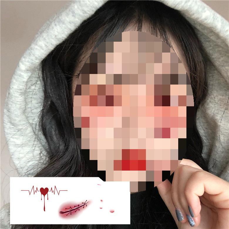 Halloween Makeup: Horror Scars, Fake Teeth, Little Tiger Teeth, and Blush Tattoo Stickers for Party Decoration
