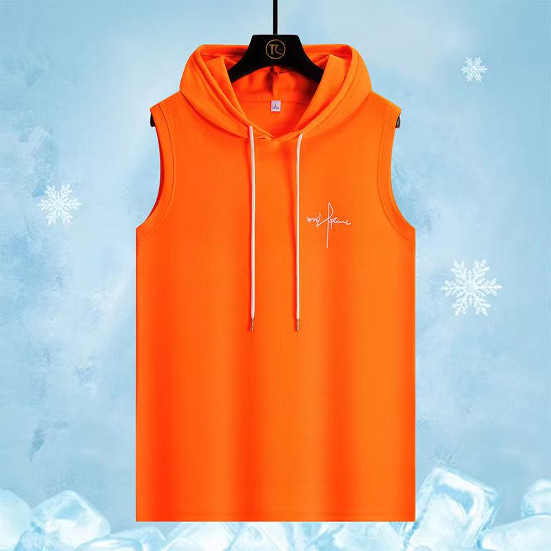 

Футболка Cool Ice Silk мужская безрукавка из сетки, новая летняя тонкая быстросохнущая дышащая жилетка, мужские свободные топы 4XL оранжевый