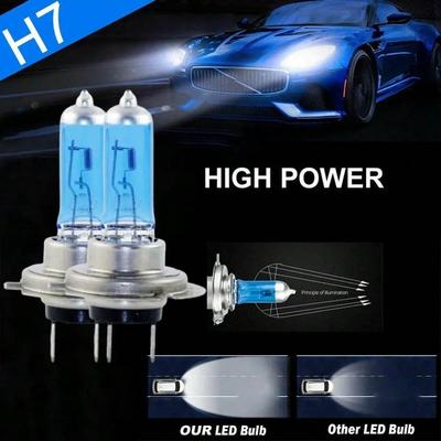 2 יחידות H7 100W 12V 55W פנסי ערפל לבנים סופר בהירים נורת הלוגן פנסים גבוהים לרכב מנורה מקור אור לרכב חניה