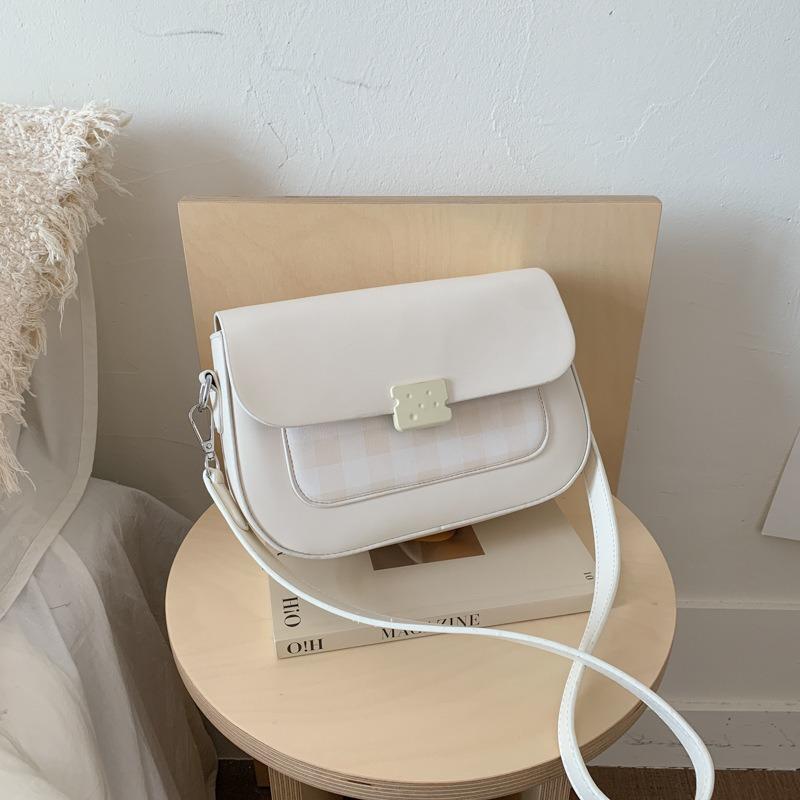 Fresh and high-value plaid small square bag women's new cute versatile shoulder bag niche messenger bag bag