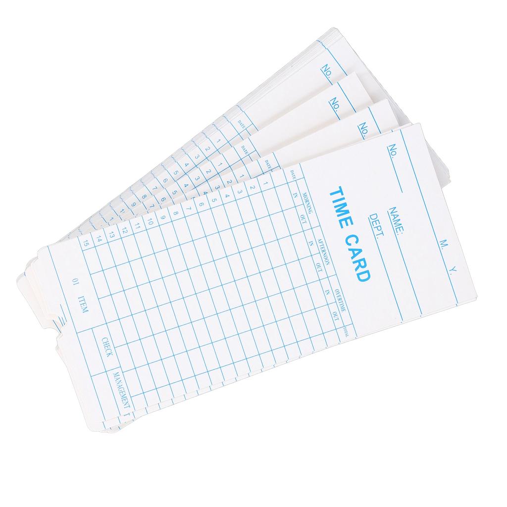 100 Pcs Time Card 7.09x3.27in Dual Sided Microcomputer Attendance Machine Card Employee Time Sheet for Company