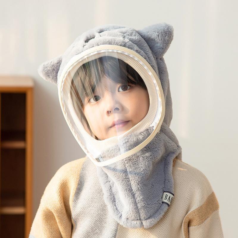 Wintermützen für Damen und Herren mit Masken, winddichte Mützen, Ohrenschützer, Pullover, warme Babyschals, integrierte Mützen