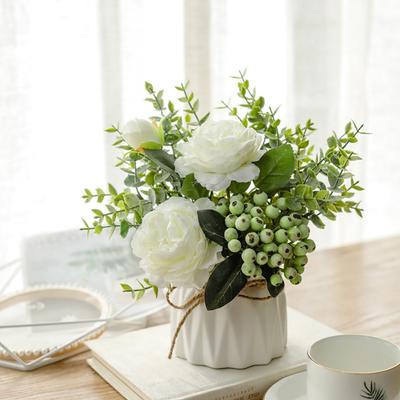 Umělá růže Falešná květina Bonsai Rostlina v květináči Garden Party Rekvizity Desktop Dekor