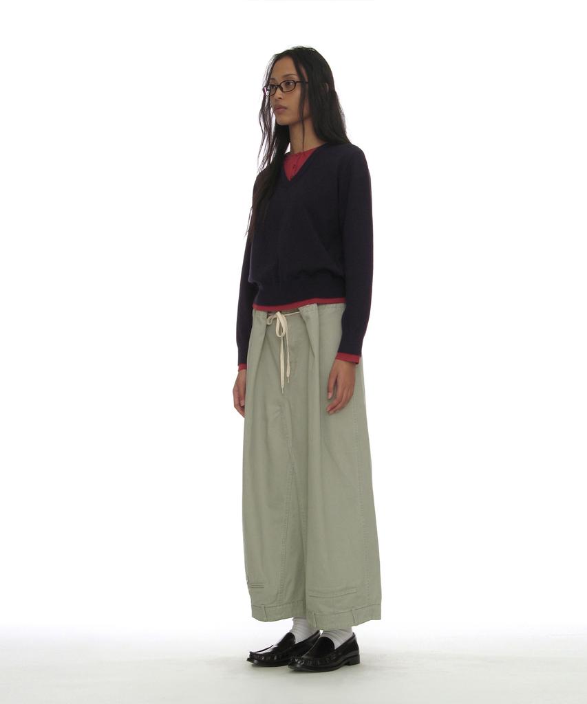 PARTIMENTO WOMEN Inverted Drawstring Maxi Skirt_Stone