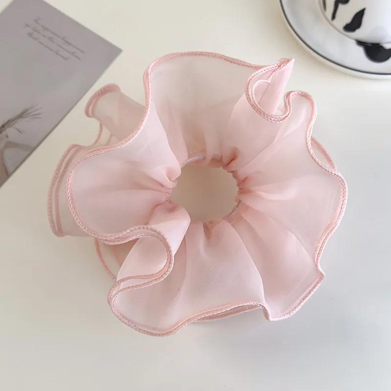 

Ballet Style Double-Layer Mesh Intestine Hair Ring Headwear, Mesh Ears Folded Pleats Meatball Hair Ring розовый
