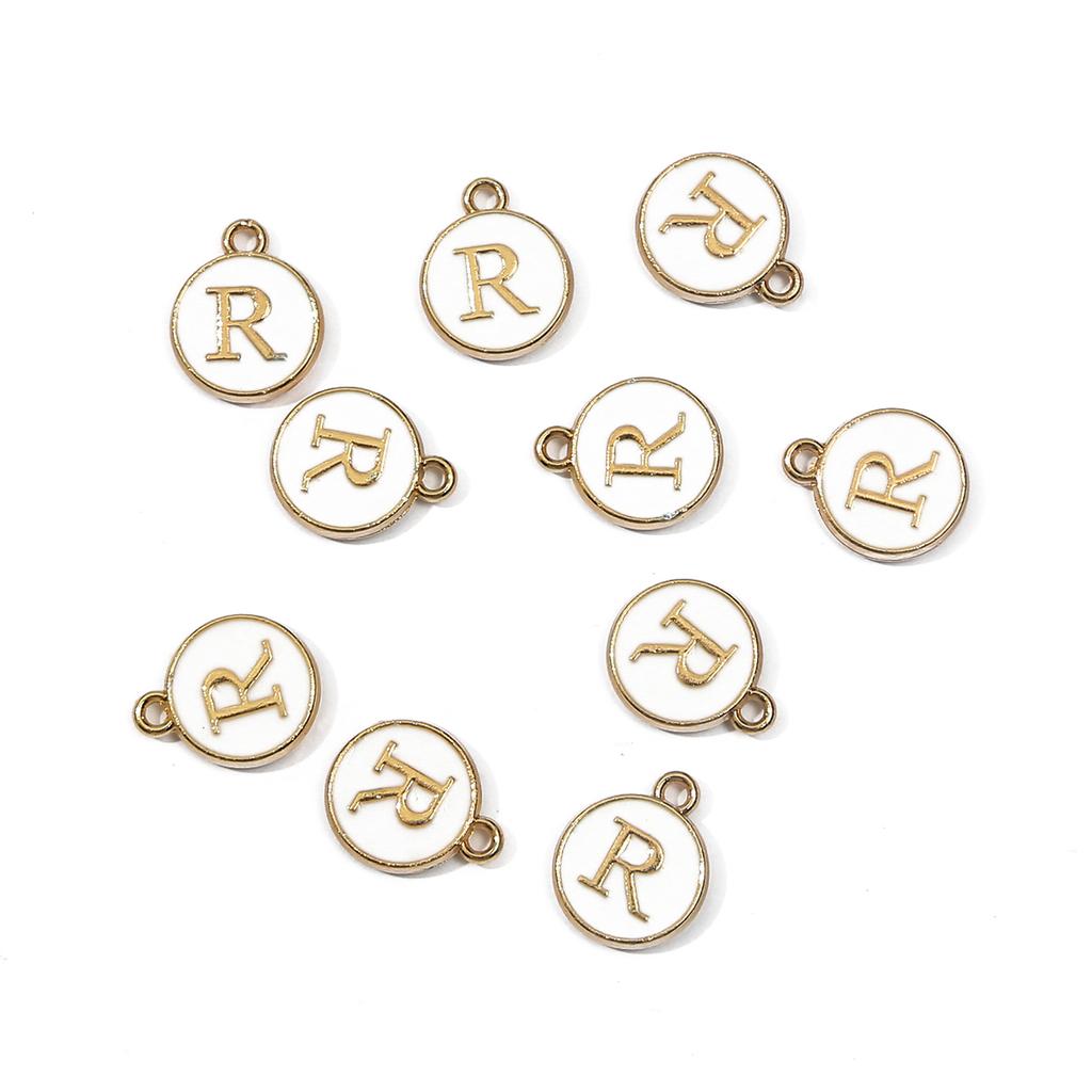 10Pcs Metal Enamel English Letters Charms Pendant For DIY Jewelry Making Necklace Bracelet Accessories