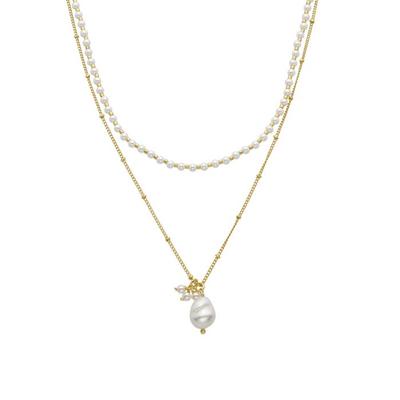 Luxenter White Pearl Necklace with 18 Carat Yellow Gold Finish - Subri