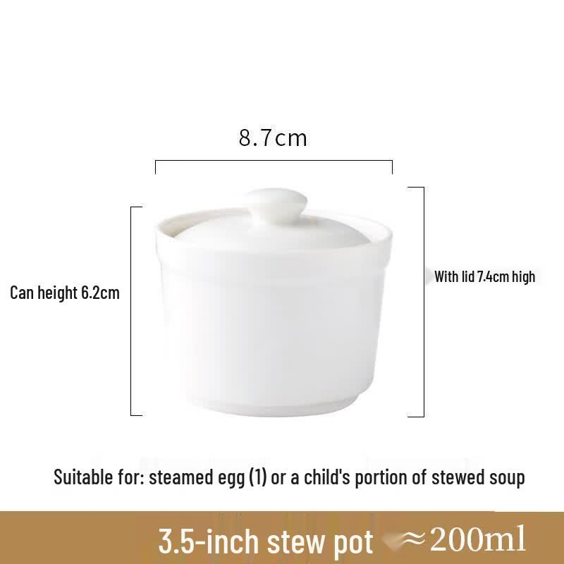 Qiwei Pure White Ceramic Double Boiler Stew Cup