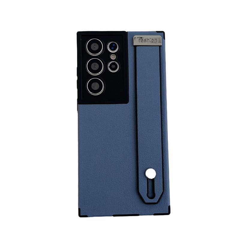 Samsung S23 Ultra Mobile Phone Case Lychee Leather Pattern Suitable for SAMs22ul Anti-fall Full-inclusive Wristband Stand Business Cover