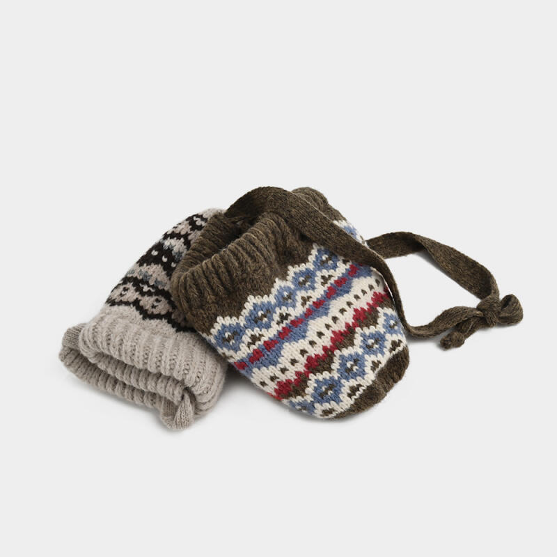 Nordic Two-Way Knit Bonnet Hat Choco CHOCO