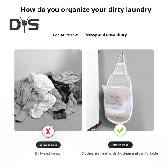 Wäschesack zum Aufhängen, große Kapazität, faltbares Design, atmungsaktives Netzgewebe, Mehrzweck-Wäschesack zur Kleideraufbewahrung