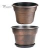 Drainage Pots for Succulents Retro Flower Pot with Saucer, Bronze Finish Plant Holes, Planters Flowers Breathable Thickened Plastic Planter