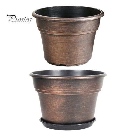 Drainage Pots for Succulents Retro Flower Pot with Saucer, Bronze Finish Plant Holes, Planters Flowers Breathable Thickened Plastic Planter
