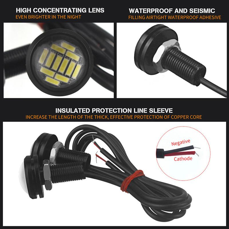 2PCS Eagle Eye LED 23mm 4014 12SMD Car Daytime Running Backup Turn Signal Lights Auto License Plate Lamps