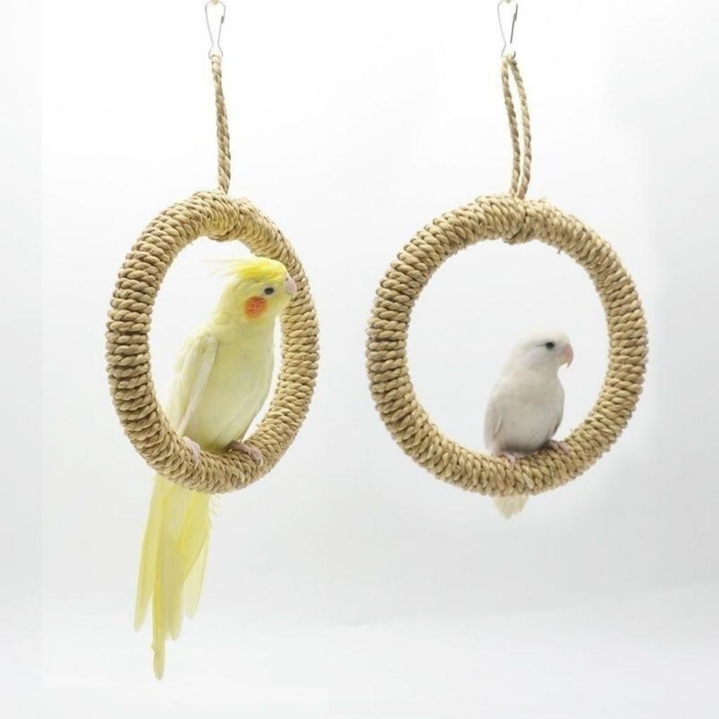 Rattan Handgeflochtener Runder Papageien Hängender Ring Vogelhaus Haustier Kauspielzeug Eidechsen Hängematte Käfig Spielzeug Vogel Schaukel Zhenze Cao Kreis