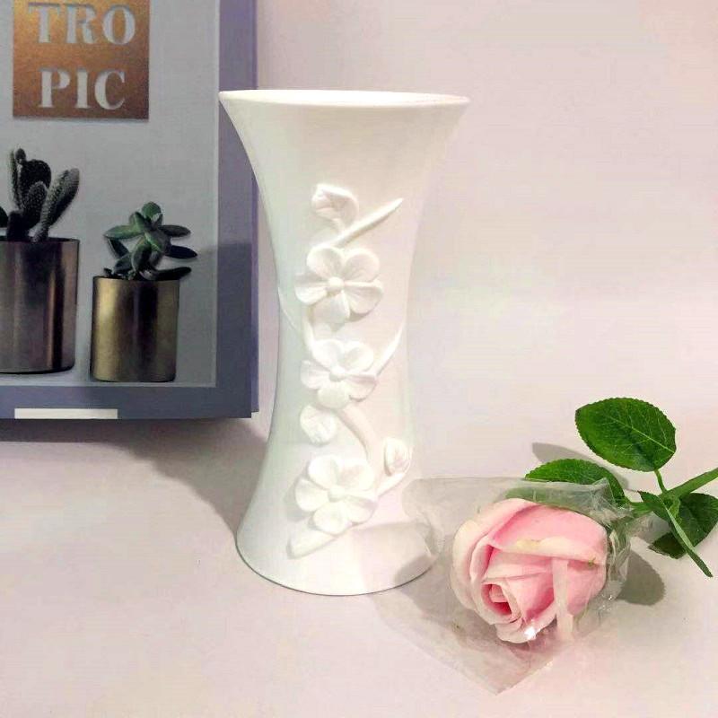 Simulated Ceramic Relief Flower Arrangement Vase Artificial Flower Potted Plant Artistic Flower Arrangement Wonder